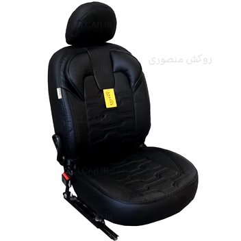 روکش صندلی خودرو کوییک و تیبا2 چرم و پارچه مشکی طوسی طرح vip حریر