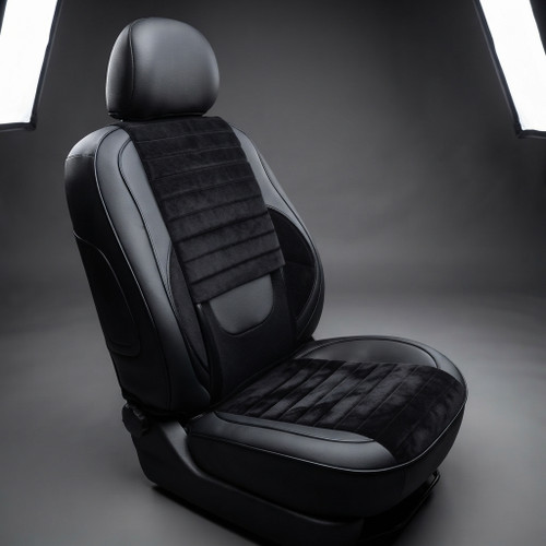 روکش صندلی خودرو ساینا و تیبا1 چرم و مخمل مشکی خلبانی طرح آئودی vip پرو